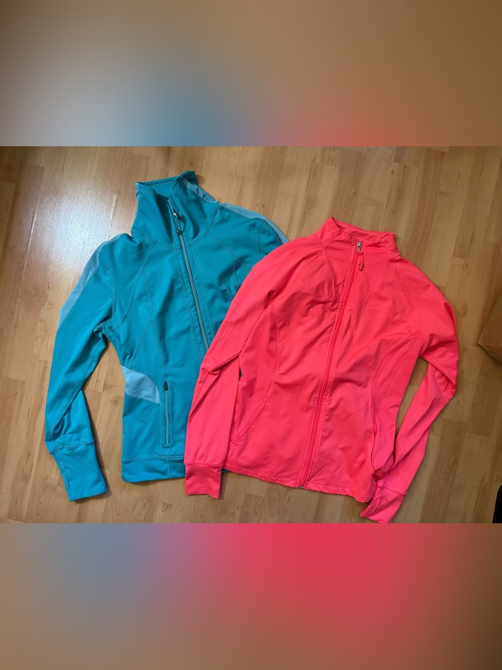 Women's Zip-Front Active Jacket Bundle- Coral Pink and Teal